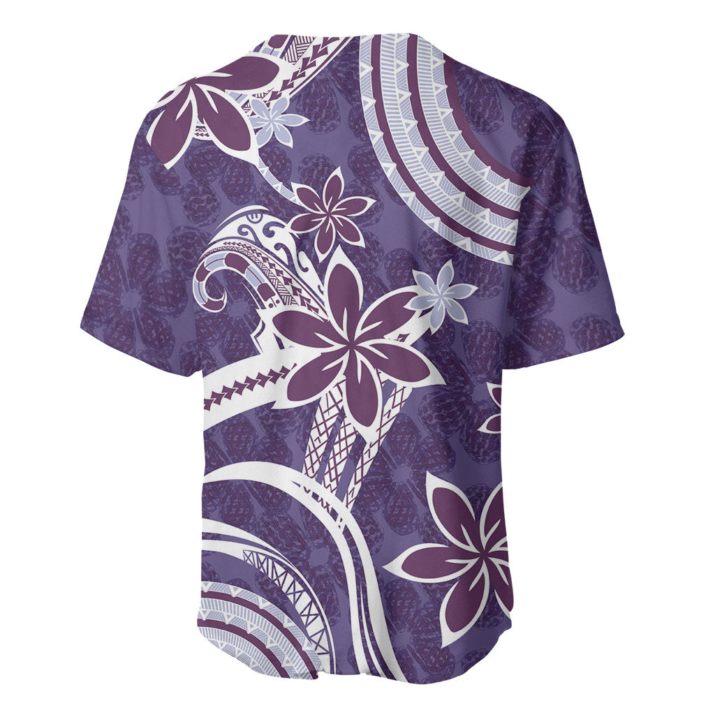 Hawaii Pupuala Plumeria Purple Baseball Jersey Polynesian Pattern LT01 - Polynesian Pride
