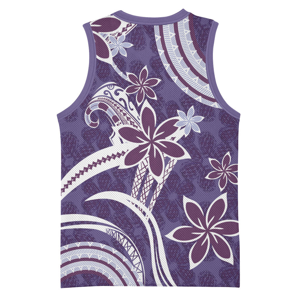 Hawaii Pupuala Plumeria Purple Basketball Jersey Polynesian Pattern LT01 - Polynesian Pride