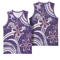Hawaii Pupuala Plumeria Purple Basketball Jersey Polynesian Pattern LT01 - Polynesian Pride
