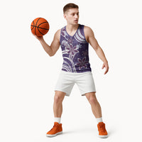 Hawaii Pupuala Plumeria Purple Basketball Jersey Polynesian Pattern LT01 - Polynesian Pride