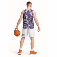 Hawaii Pupuala Plumeria Purple Basketball Jersey Polynesian Pattern LT01 - Polynesian Pride