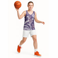Hawaii Pupuala Plumeria Purple Basketball Jersey Polynesian Pattern LT01 - Polynesian Pride