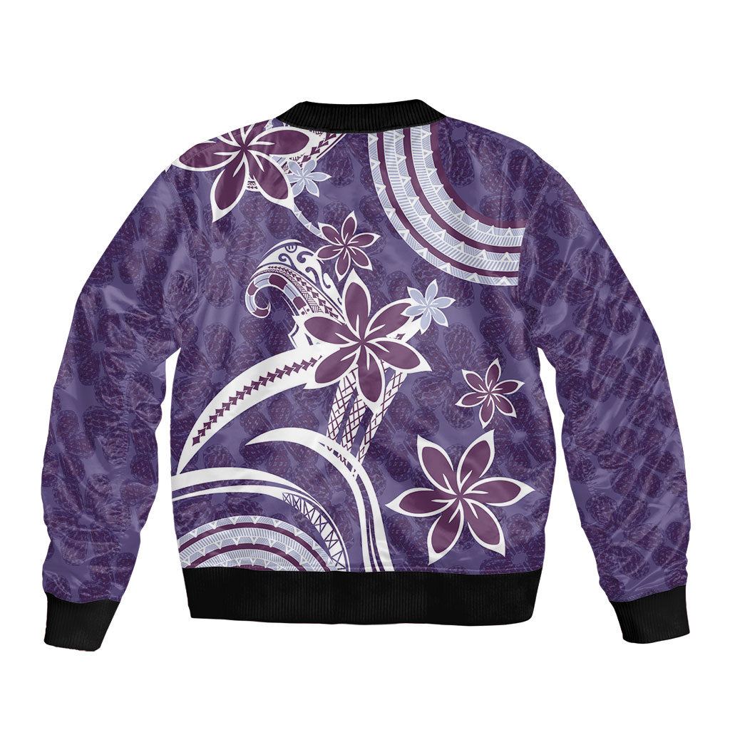Hawaii Pupuala Plumeria Purple Bomber Jacket Polynesian Pattern LT01 - Polynesian Pride
