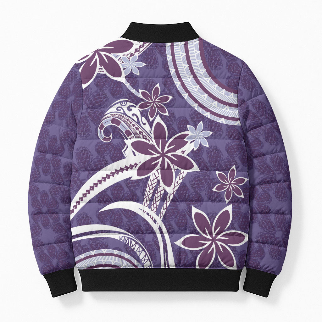 Hawaii Pupuala Plumeria Purple Bomber Puffer Jacket Polynesian Pattern LT01 - Polynesian Pride