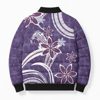 Hawaii Pupuala Plumeria Purple Bomber Puffer Jacket Polynesian Pattern LT01 - Polynesian Pride