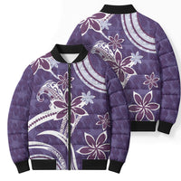 Hawaii Pupuala Plumeria Purple Bomber Puffer Jacket Polynesian Pattern LT01 - Polynesian Pride