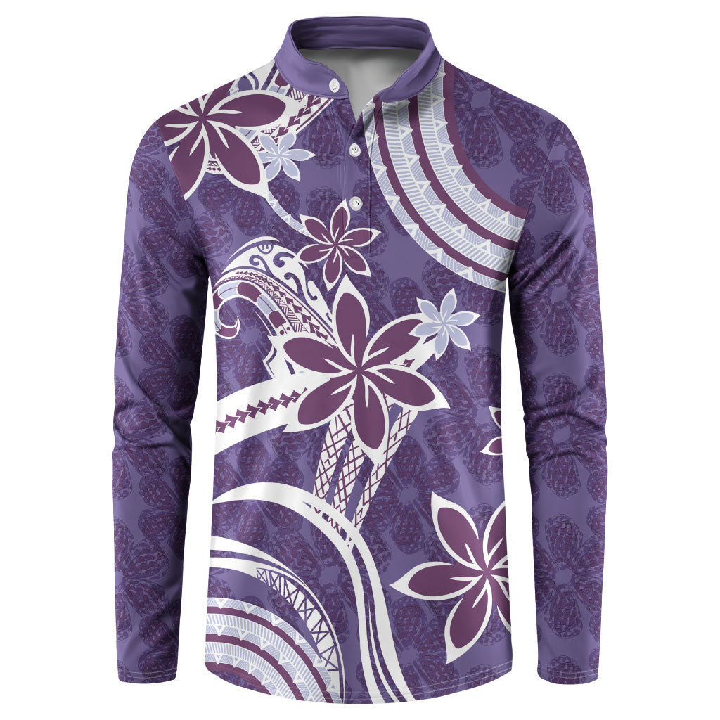 Hawaii Pupuala Plumeria Purple Button Sweatshirt Polynesian Pattern LT01 Purple - Polynesian Pride