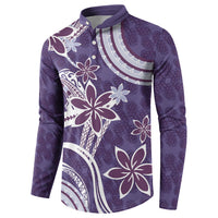 Hawaii Pupuala Plumeria Purple Button Sweatshirt Polynesian Pattern LT01 - Polynesian Pride
