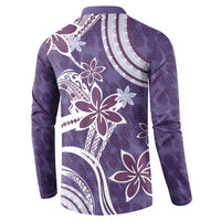 Hawaii Pupuala Plumeria Purple Button Sweatshirt Polynesian Pattern LT01 - Polynesian Pride