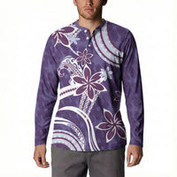 Hawaii Pupuala Plumeria Purple Button Sweatshirt Polynesian Pattern LT01 - Polynesian Pride