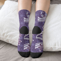 Hawaii Pupuala Plumeria Purple Crew Socks Polynesian Pattern LT01 - Polynesian Pride