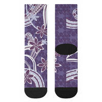 Hawaii Pupuala Plumeria Purple Crew Socks Polynesian Pattern LT01 - Polynesian Pride