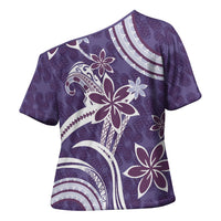 Hawaii Pupuala Plumeria Purple Cross Shoulder Shirt Polynesian Pattern LT01 - Polynesian Pride