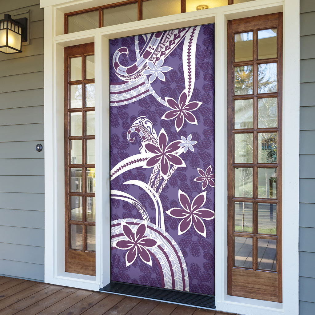 Hawaii Pupuala Plumeria Purple Door Cover Polynesian Pattern LT01 - Polynesian Pride