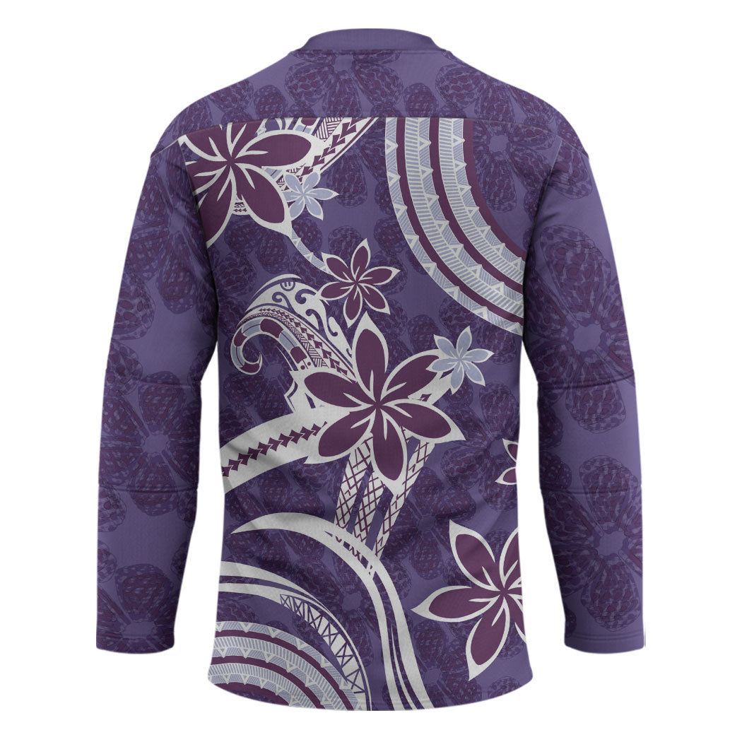 Hawaii Pupuala Plumeria Purple Hockey Jersey Polynesian Pattern LT01 - Polynesian Pride