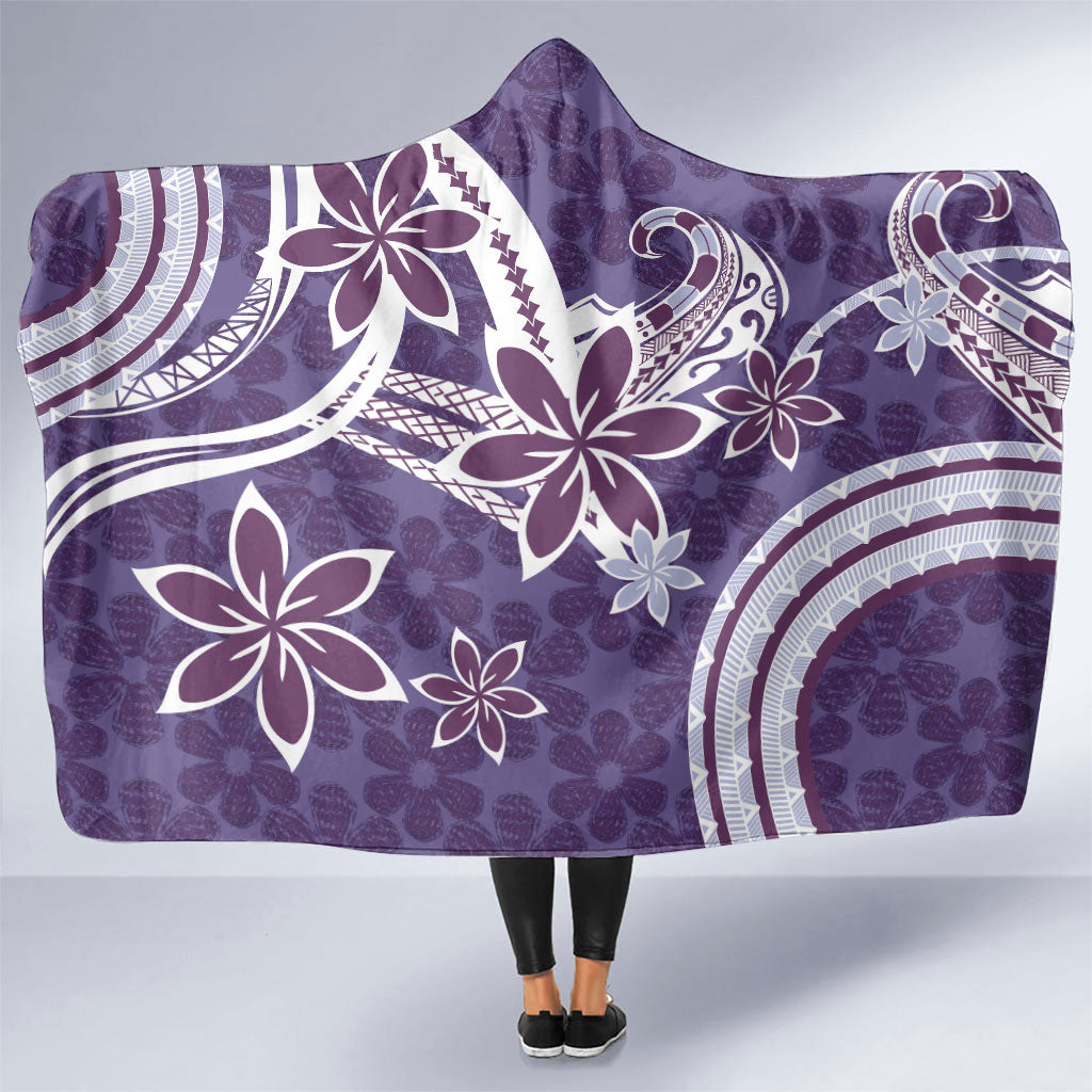 Hawaii Pupuala Plumeria Purple Hooded Blanket Polynesian Pattern LT01 One Size Purple - Polynesian Pride