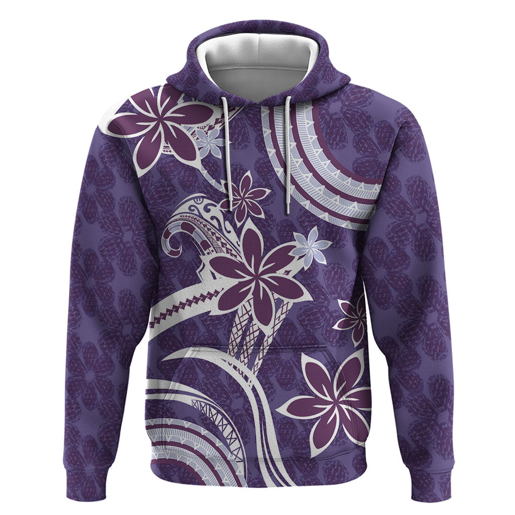 Hawaii Pupuala Plumeria Purple Hoodie Polynesian Pattern LT01 Pullover Hoodie Purple - Polynesian Pride