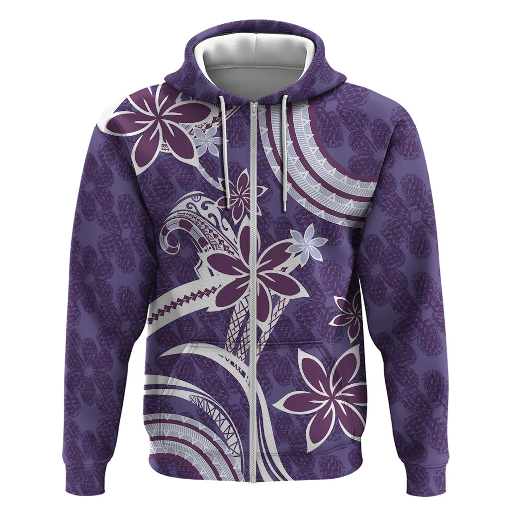 Hawaii Pupuala Plumeria Purple Hoodie Polynesian Pattern LT01 Zip Hoodie Purple - Polynesian Pride