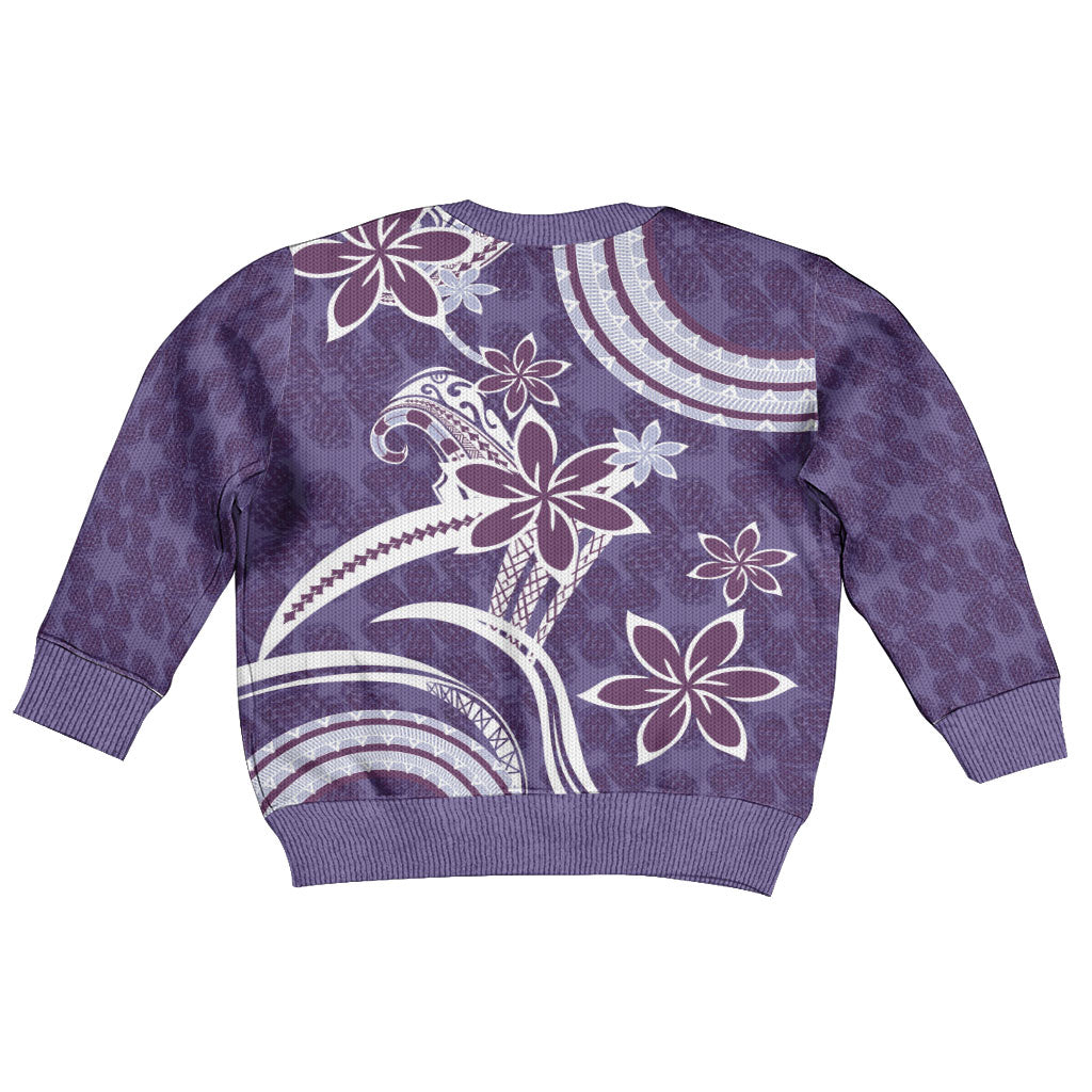 Hawaii Pupuala Plumeria Purple Kid Ugly Christmas Sweater Polynesian Pattern LT01 - Polynesian Pride