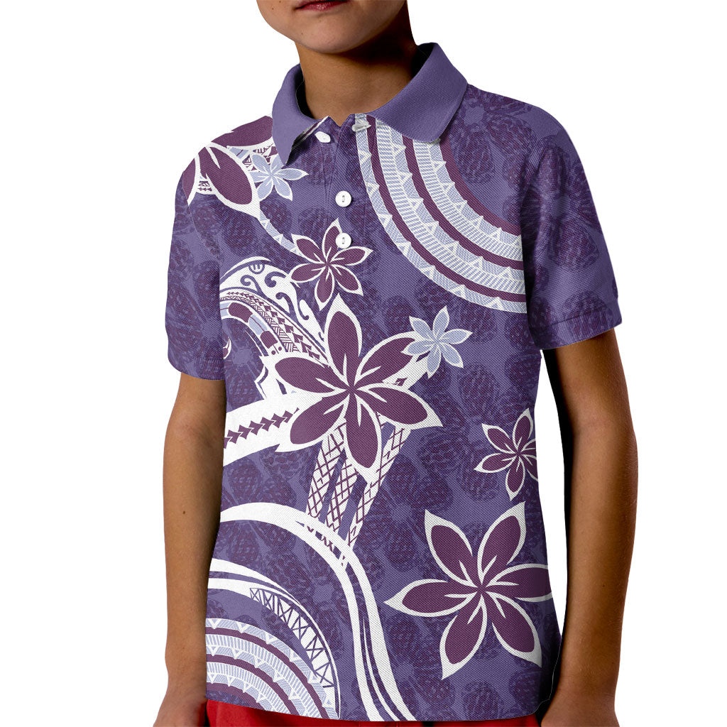 Hawaii Pupuala Plumeria Purple Kid Polo Shirt Polynesian Pattern LT01 Kid Purple - Polynesian Pride