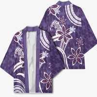 Hawaii Pupuala Plumeria Purple Kimono Polynesian Pattern LT01 - Polynesian Pride
