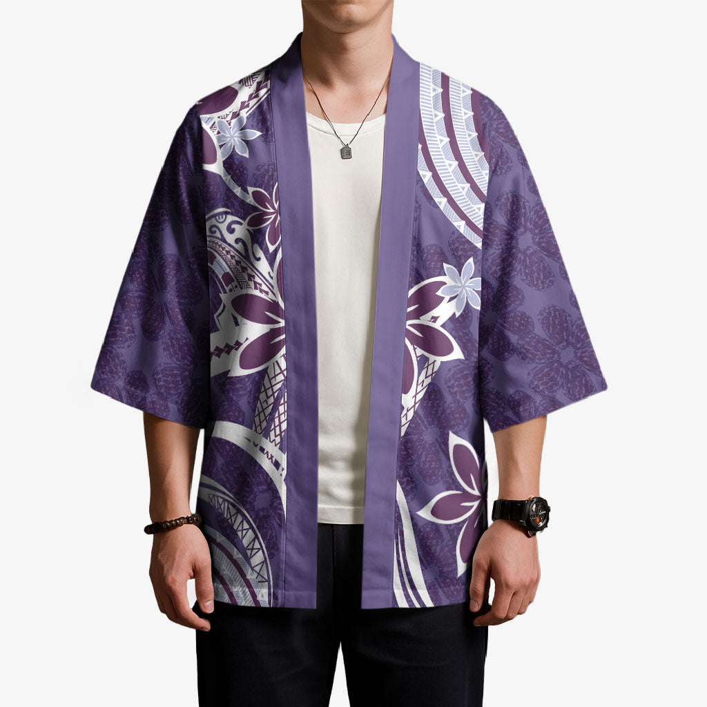 Hawaii Pupuala Plumeria Purple Kimono Polynesian Pattern LT01 - Polynesian Pride