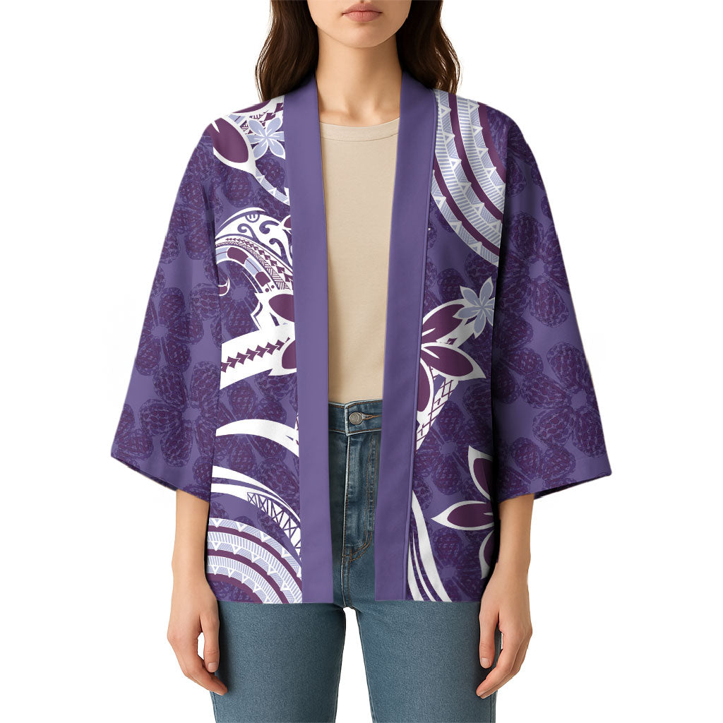 Hawaii Pupuala Plumeria Purple Kimono Polynesian Pattern LT01 - Polynesian Pride