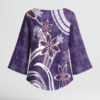 Hawaii Pupuala Plumeria Purple Kimono Sleeve Blouse Polynesian Pattern LT01 - Polynesian Pride