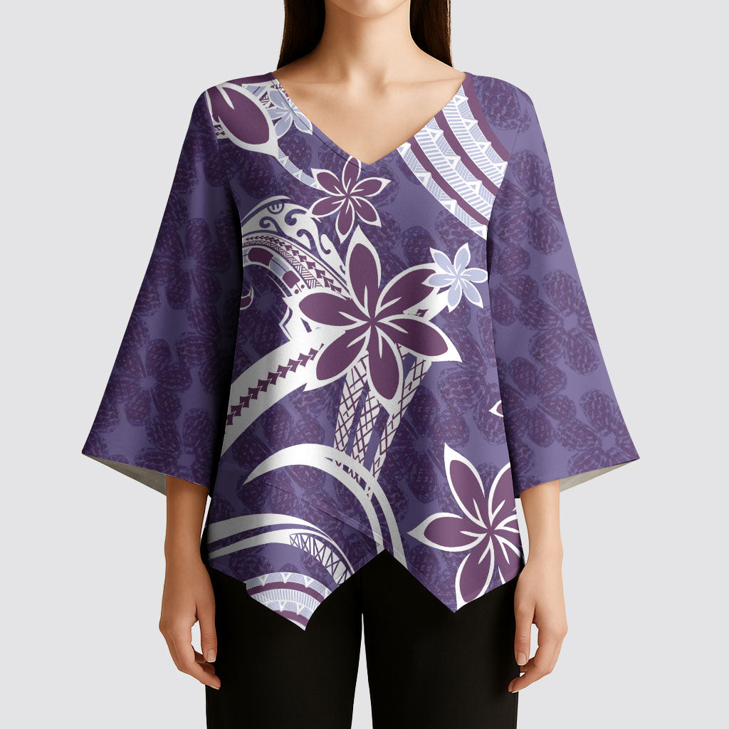 Hawaii Pupuala Plumeria Purple Kimono Sleeve Blouse Polynesian Pattern LT01 - Polynesian Pride