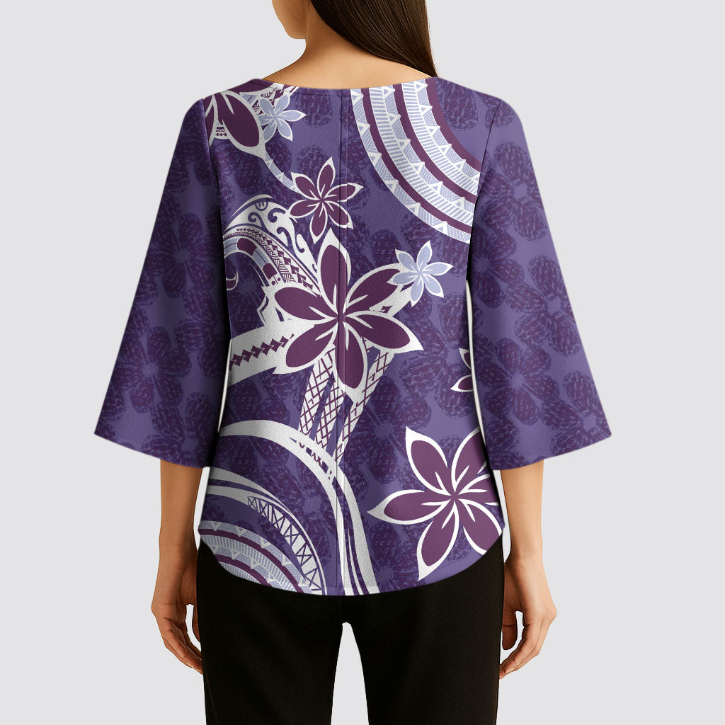 Hawaii Pupuala Plumeria Purple Kimono Sleeve Blouse Polynesian Pattern LT01 - Polynesian Pride