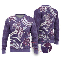 Hawaii Pupuala Plumeria Purple Ugly Christmas Sweater Polynesian Pattern LT01 Purple - Polynesian Pride