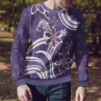 Hawaii Pupuala Plumeria Purple Ugly Christmas Sweater Polynesian Pattern LT01 - Polynesian Pride