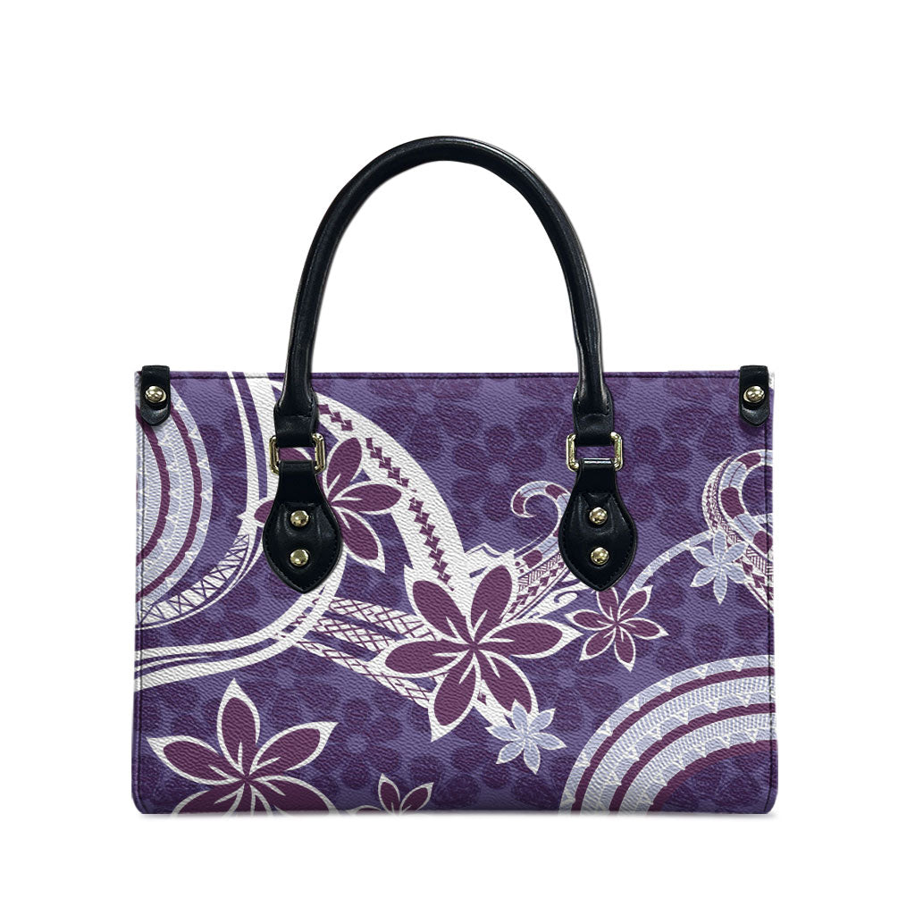 Hawaii Pupuala Plumeria Purple Leather Bag Polynesian Pattern LT01 - Polynesian Pride