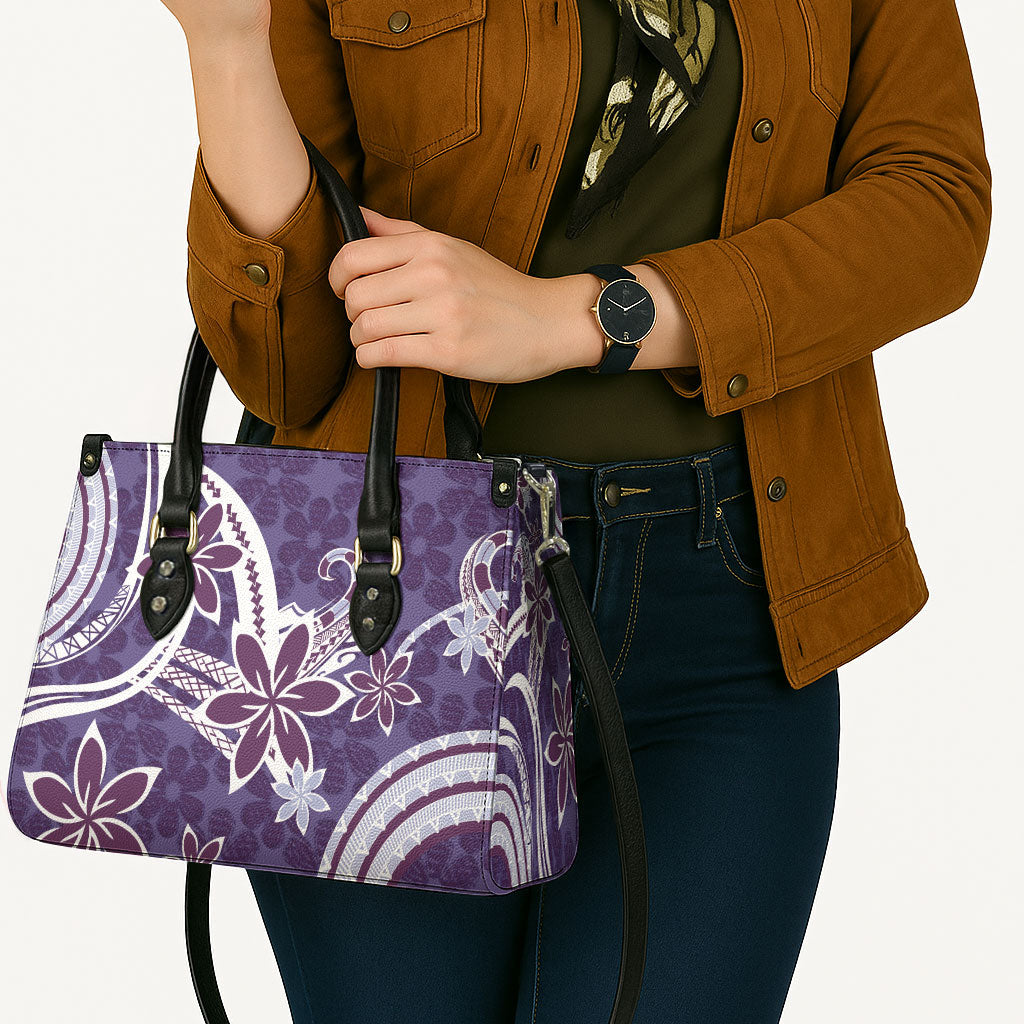 Hawaii Pupuala Plumeria Purple Leather Bag Polynesian Pattern LT01 - Polynesian Pride