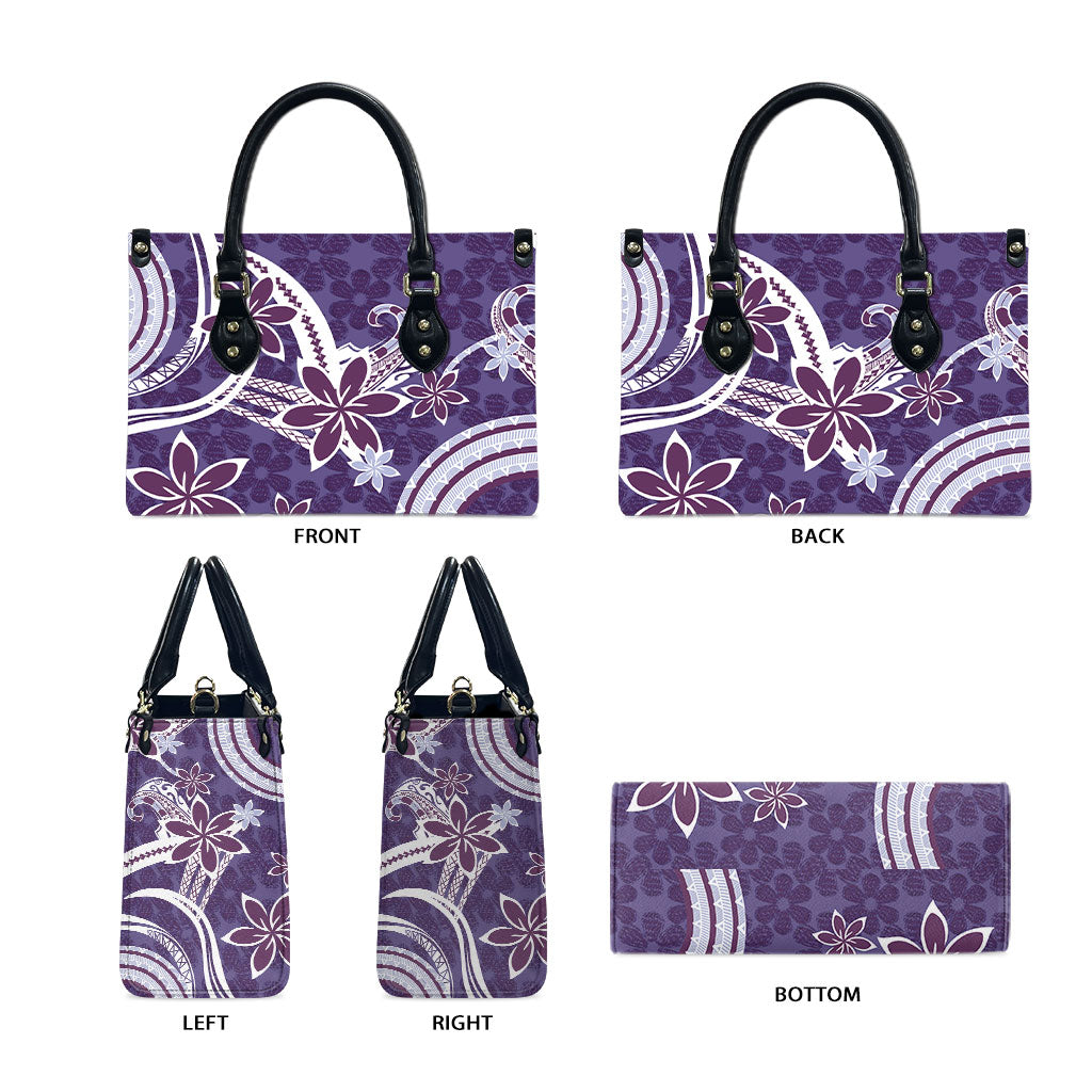 Hawaii Pupuala Plumeria Purple Leather Bag Polynesian Pattern LT01 - Polynesian Pride