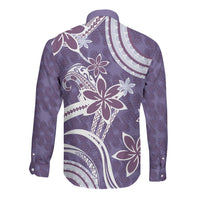Hawaii Pupuala Plumeria Purple Long Sleeve Button Shirt Polynesian Pattern LT01 - Polynesian Pride