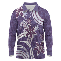 Hawaii Pupuala Plumeria Purple Long Sleeve Polo Shirt Polynesian Pattern LT01 Purple - Polynesian Pride