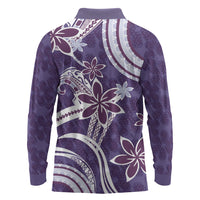 Hawaii Pupuala Plumeria Purple Long Sleeve Polo Shirt Polynesian Pattern LT01 - Polynesian Pride