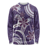 Hawaii Pupuala Plumeria Purple Long Sleeve Shirt Polynesian Pattern LT01 Unisex Purple - Polynesian Pride