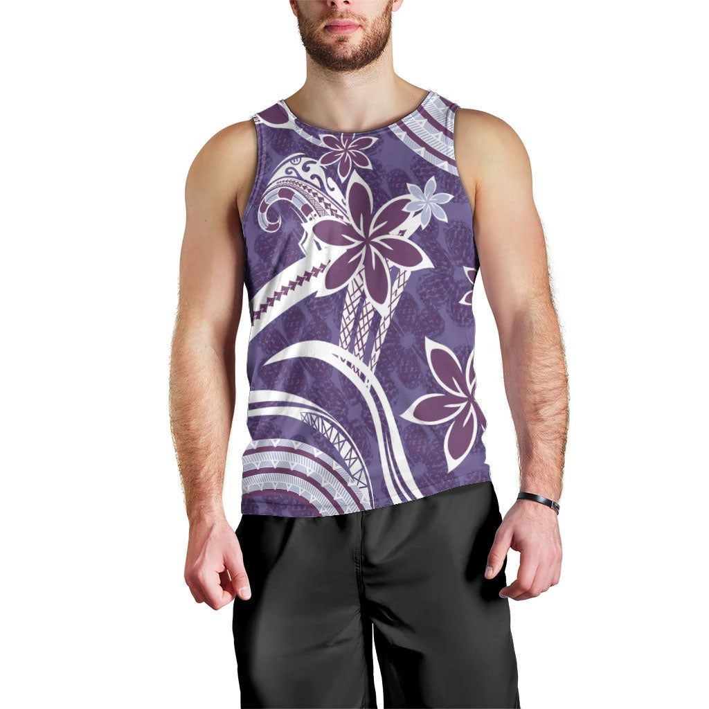 Hawaii Pupuala Plumeria Purple Men Tank Top Polynesian Pattern LT01 - Polynesian Pride