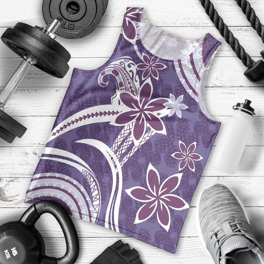 Hawaii Pupuala Plumeria Purple Men Tank Top Polynesian Pattern LT01 - Polynesian Pride