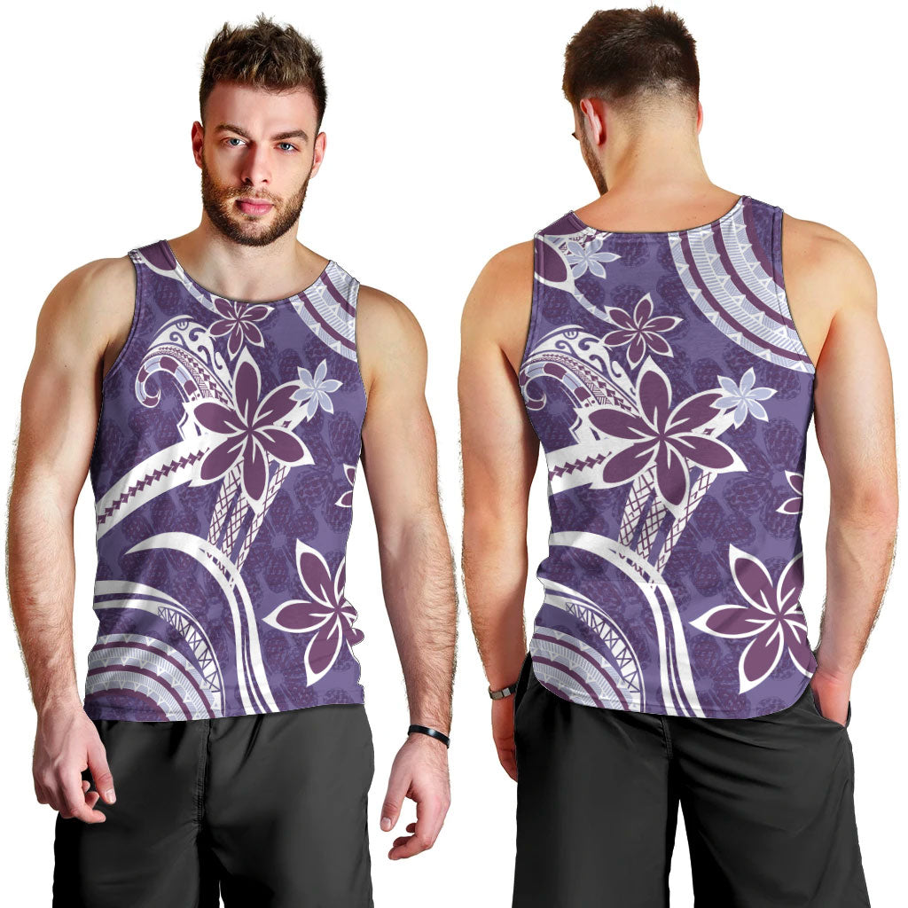 Hawaii Pupuala Plumeria Purple Men Tank Top Polynesian Pattern LT01 - Polynesian Pride