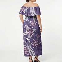Hawaii Pupuala Plumeria Purple Off Shoulder Maxi Dress Polynesian Pattern LT01 - Polynesian Pride