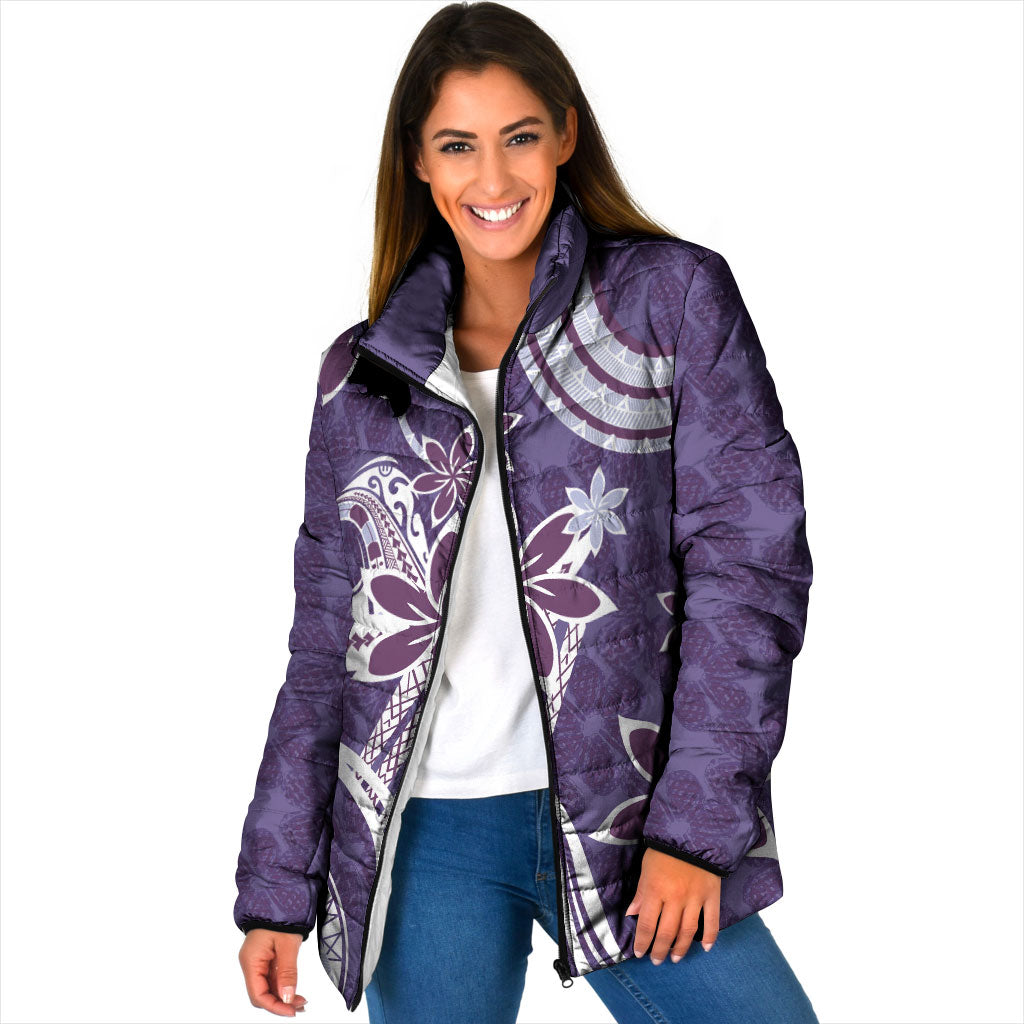 Hawaii Pupuala Plumeria Purple Padded Jacket Polynesian Pattern LT01 Women Purple - Polynesian Pride