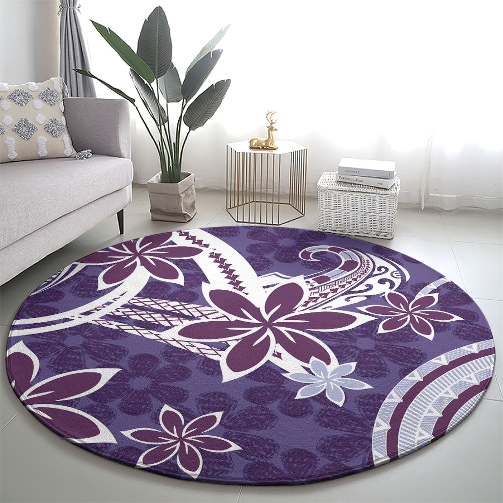 Hawaii Pupuala Plumeria Purple Round Carpet Polynesian Pattern LT01 - Polynesian Pride