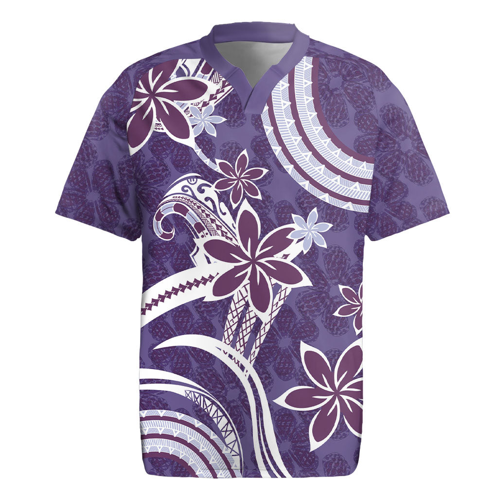 Hawaii Pupuala Plumeria Purple Rugby Jersey Polynesian Pattern LT01 Purple - Polynesian Pride