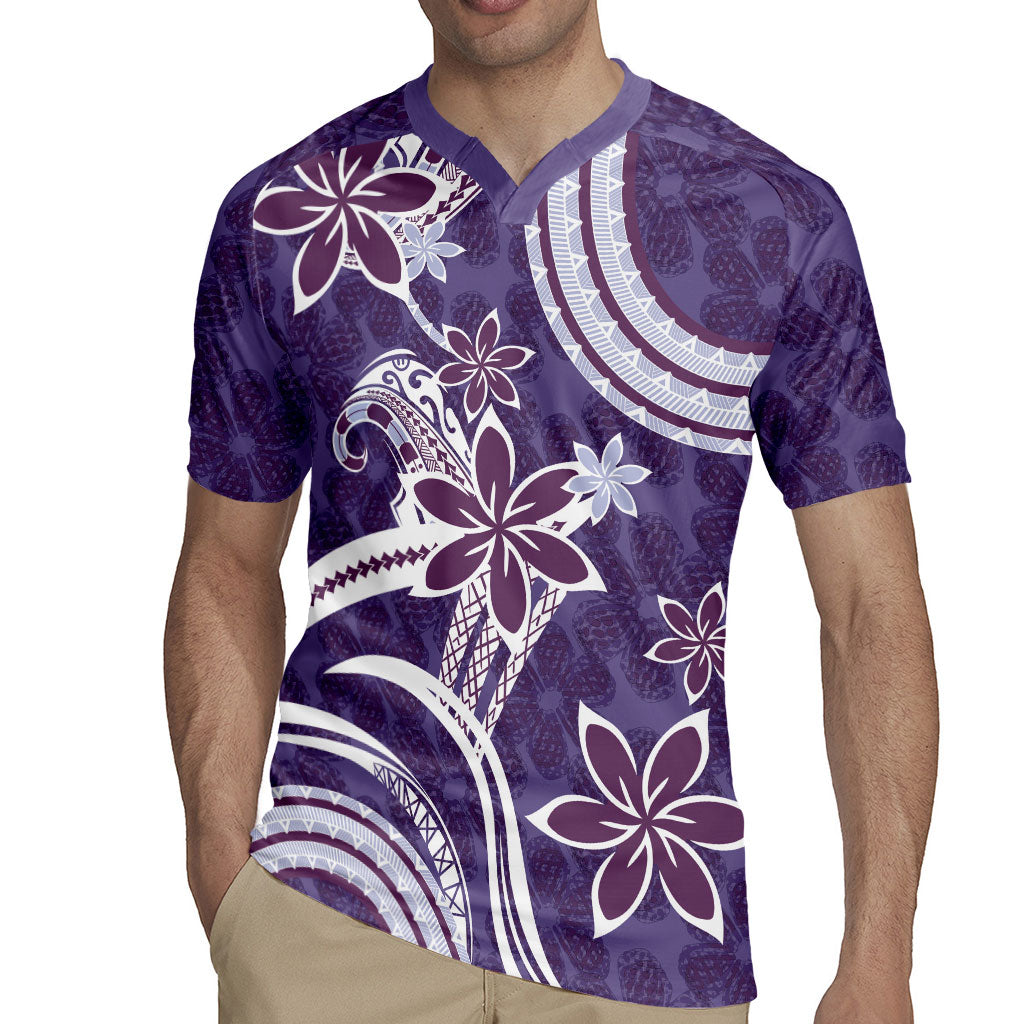 Hawaii Pupuala Plumeria Purple Rugby Jersey Polynesian Pattern LT01 - Polynesian Pride