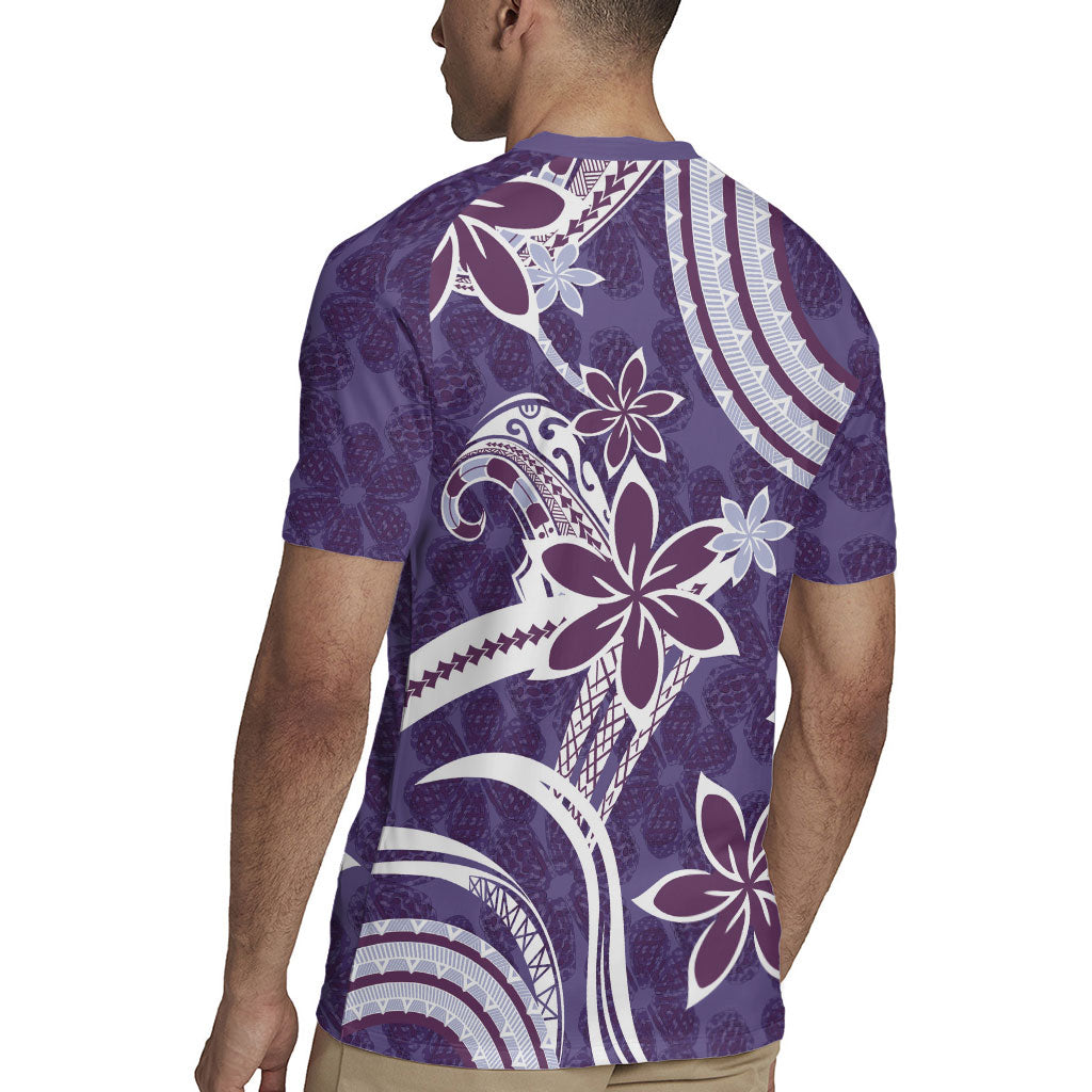 Hawaii Pupuala Plumeria Purple Rugby Jersey Polynesian Pattern LT01 - Polynesian Pride