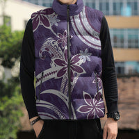 Hawaii Pupuala Plumeria Purple Sleeveless Puffer Jacket Polynesian Pattern LT01 - Polynesian Pride