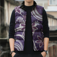 Hawaii Pupuala Plumeria Purple Sleeveless Puffer Jacket Polynesian Pattern LT01 - Polynesian Pride